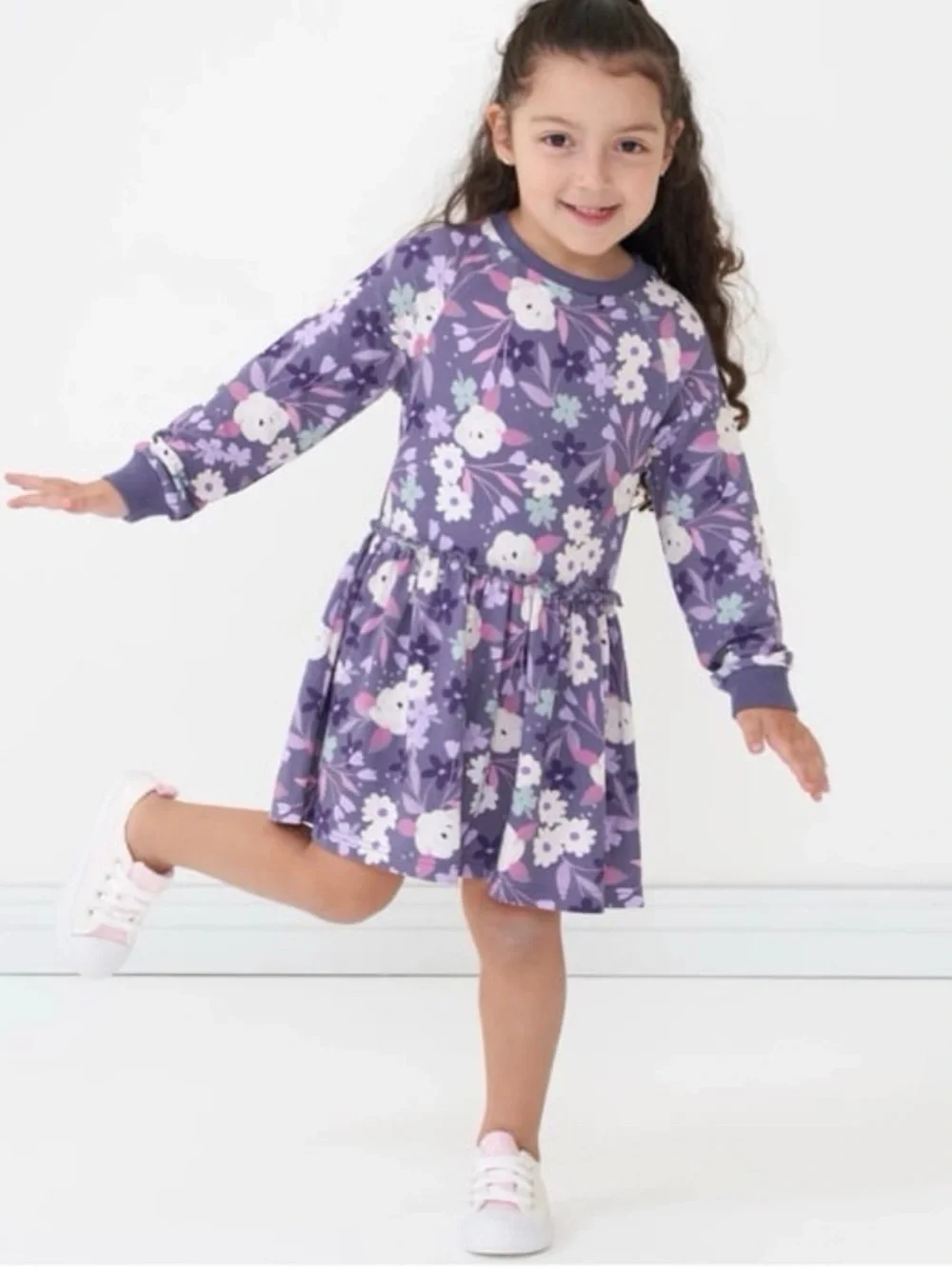 Little Sleepies Purple Floral Long-Sleeve Dress